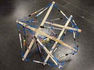 UC Berkeley's Tensegrity Robot Constructed from their rapid prototyping kit (c) Kyunam Kim